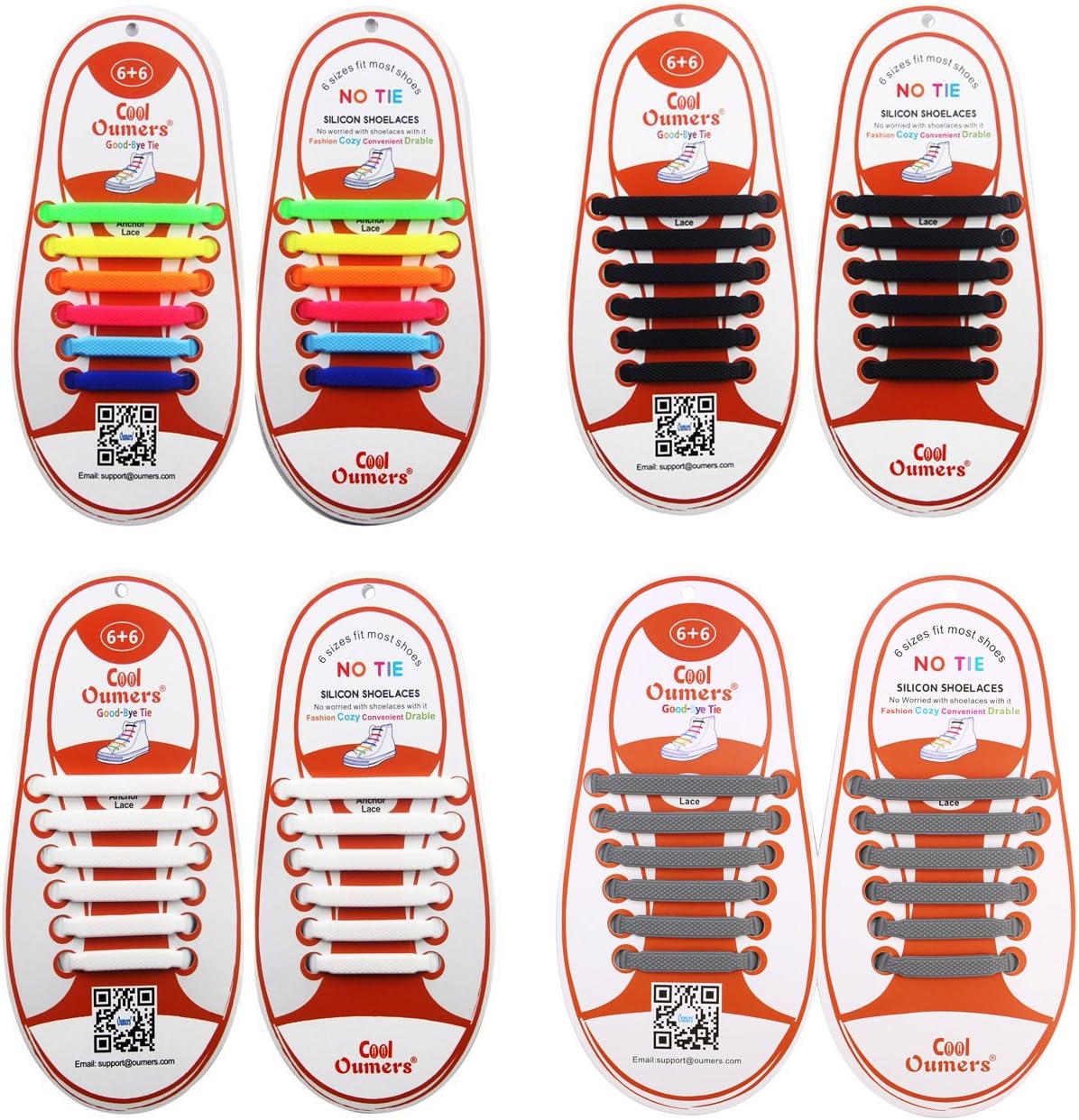 Oumers 4 Pairs No Tie Shoelaces for Kids, Lazy Tieless Silicone Shoelaces Rubber Sneaker Shoelaces, Great: Clothing