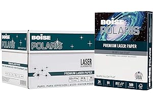 BOISE POLARIS Premium Laser Paper, 8.5" x 11" Letter, 98 Bright White, 24 lb., 8 Ream Carton (4,000 Sheets)