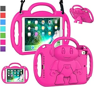 LTROP iPad 6th Generation Case for Kids, iPad 9.7 Case 2018/ 2017, iPad Air 2 Case - Shockproof Light Weight Shoulder Strap Handle Stand Kids Case for 9.7