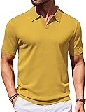 COOFANDY Polo Shirts for Men Casual V Neck Ribbed
