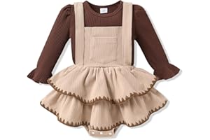 YOUNGER TREE Newborn Baby Girl Fall Winter Outfits Long Sleeve Romper Corduroy Overall Dress Infant Skirt Clothes Sets