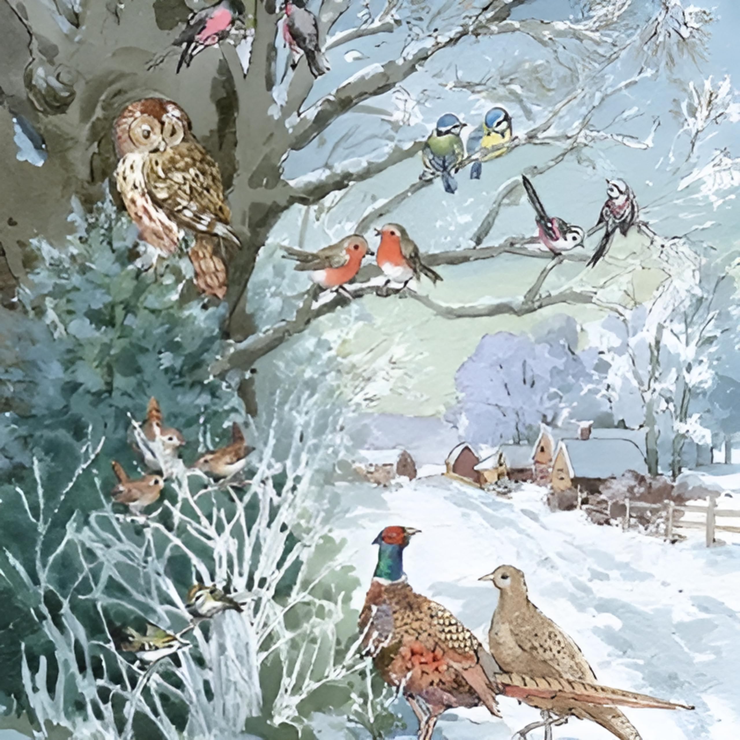 GBCC Charity Christmas Cards Pack of 6 - Charity Christmas Cards with Birds at the Farm Design - Eco-Friendly Xmas Cards Multipack with Envelopes