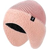HAMUNI Winter Fleece-Lined Beanie with Earflaps, Warm Windproof Unisex Beanie Hat for Skiing, Hiking & Outdoor Winter Sports