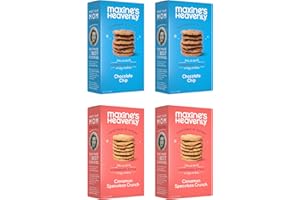 Maxine's Heavenly Crispy Chocolate Chip Cookies and Cinnamon Speculoos Cookies | Low Carb, Low Sugar, Vegan Snacks, Plant Based Snack, Kosher, Gluten Free Snack - Healthy Snacks | 4 pack = 48 cookies