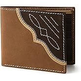 Wrangler Men's Bifold Wallet with Flip-Out ID Window, Genuine Leather, RFID Blocking, Gift for Him