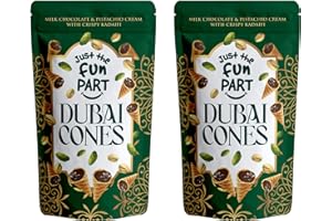 Just The Fun Part | Bite-Size Crispy Mini Waffle Dubai Cones | Filled With Premium Belgian Milk Chocolate & Pistachio Cream with Crispy Kadaifi| 4.23 Ounce (Pack of 2, Dubai Cones)