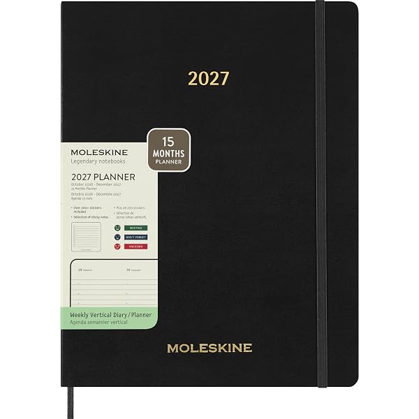 Moleskine 2027 15-Month Essential Planner, Soft Cover, Weekly