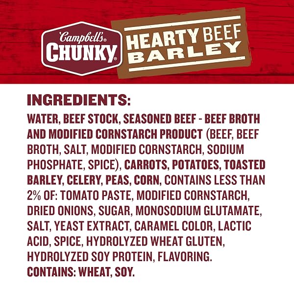 CAMPBELL’S CHUNKY SOUP, HEARTY BEEF AND BARLEY SOUP, 18.8 OZ CAN