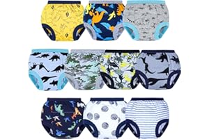 BIG ELEPHANT Potty Training Underwear - 10 Pack, 100% Cotton Absorbent Unisex Toddler Pee Pants for Boys Girls