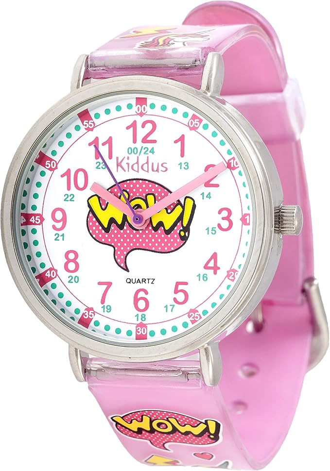 Kiddus Montre Bracelet Enfant Fille Garçon - Analogique Éducative Time Teacher Quartz Japonais