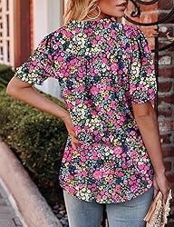KISSMODA Women's Tunic Tops Casual V Neck Short