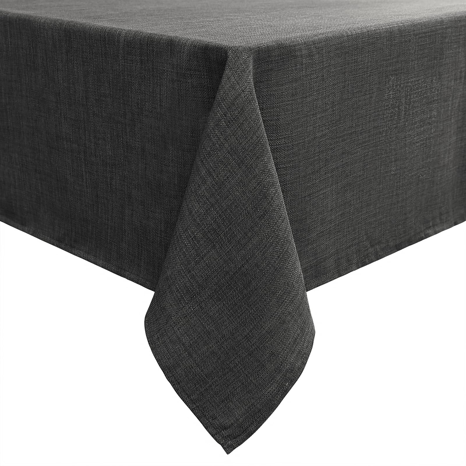 smiry Linen Table Cloth Rectangle 140x200 cm Wipe Clean Tablecloth Water Resistant Table Cover for Kitchen, Party Decorations - Dark Grey