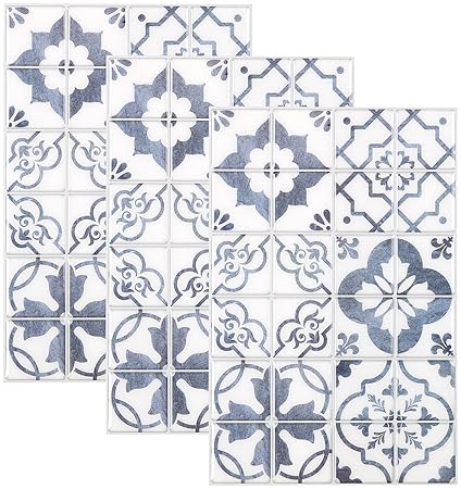 infactory Fliesenfolie Bordüre: Selbstklebende 3D-Bordüre-Fliesenaufkleber, 29,5 x 19,5 cm, 3er-Set (Fliesen Bordüre zum Aufk
