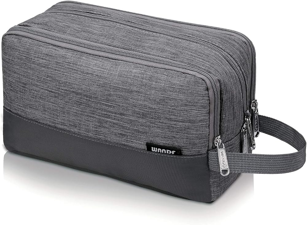 WANDF Toiletry Bag Water-Resistant Nylon Travel Dopp Kit A Denim Grey