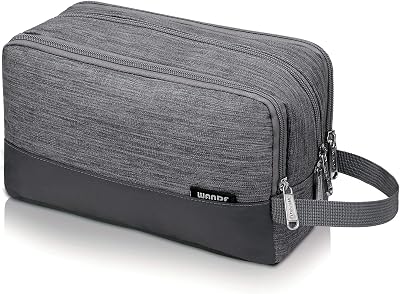 WANDF Toiletry Bag Water-Resistant Nylon Travel Dopp Kit A Denim Grey