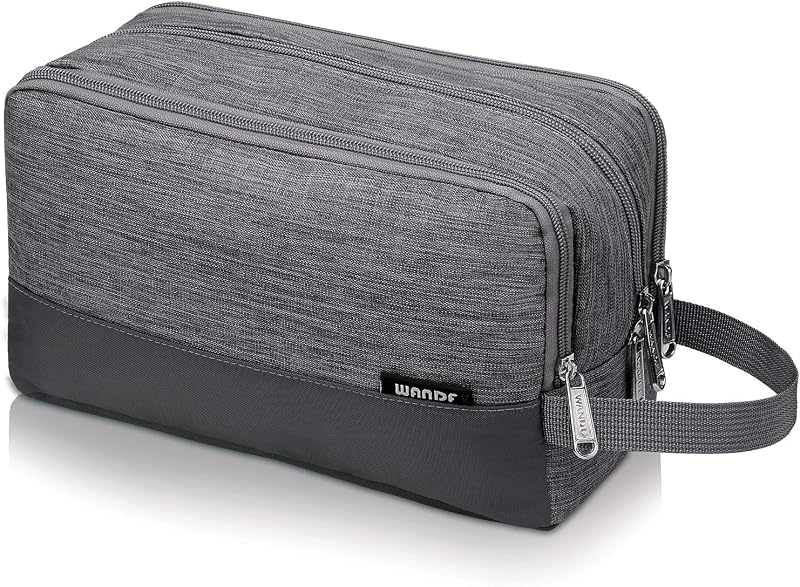 WANDF Toiletry Bag Water-Resistant Nylon Travel Dopp Kit A Denim Grey