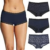 Maidenform Women's Underwear Boy Shorts Pack, 3-Pack, Microfiber Boy shorts Underwear Women Pack, Lace Panties for Women