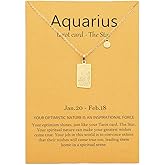 TGOLM 14k Gold Plated Zodiac Sign with Tarot Card Pendant Necklace Birthday Gift for Women