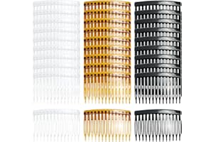 Cinaci 30 Pack Clear White Black Brown Plastic Hair Side Combs Slide Bun Holder with 14 Teeth DIY Headpieces Clips Grips Barrettes Accessories for Women Girls Wedding Brides Veil (Mix)