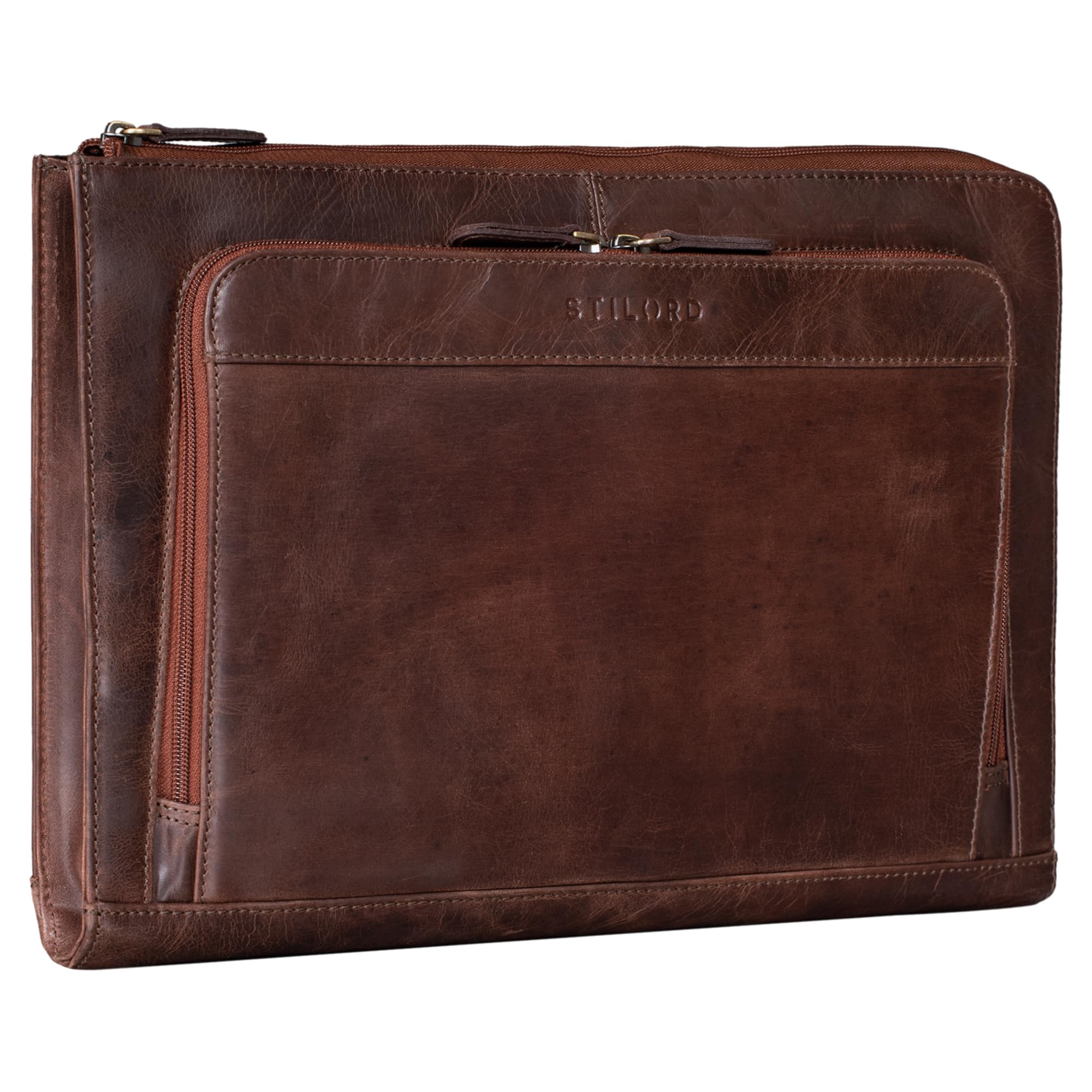 STILORD "Dillon" Conference Folder Leather Vintage Business Case A4 Laptop Case13,3 Inch Notebook MacBook Case Bag Cover Briefcase Envelope Portfolio Colour:Lyon - Brown
