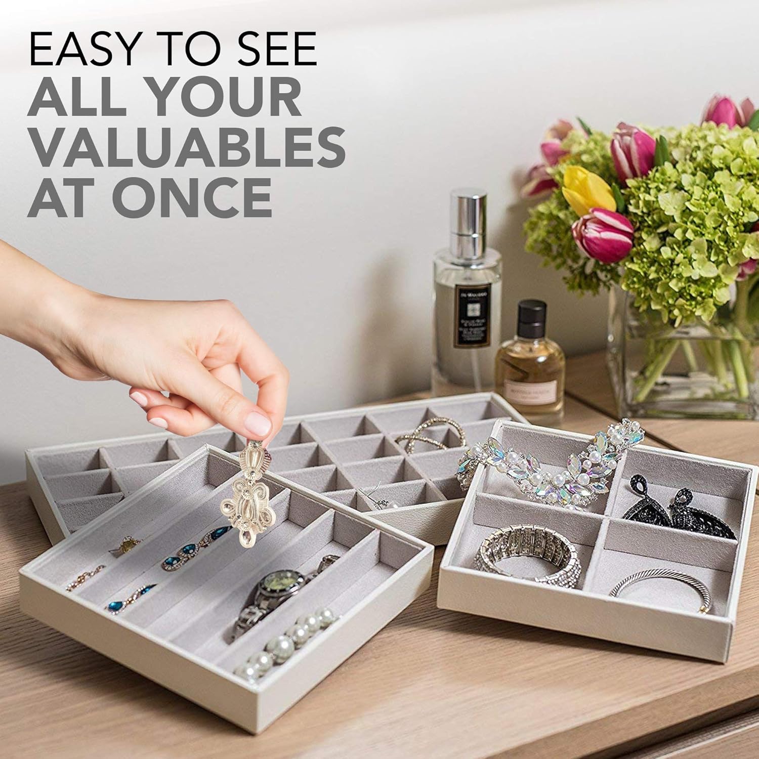 Stock Your Home Stackable Jewelry Organizer Trays for Jewelry Showcase
