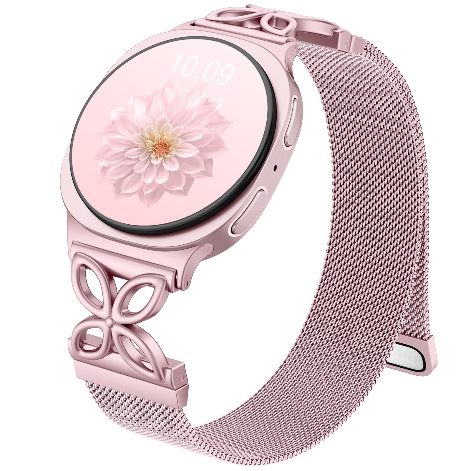 Getino Magnetic Metal Band Compatible with Galaxy Watch 8 / Watch 8 Classic Band, Milanese Floral Dressy Strap for Samsung Watch Bands Women 40mm 44mm 46mm