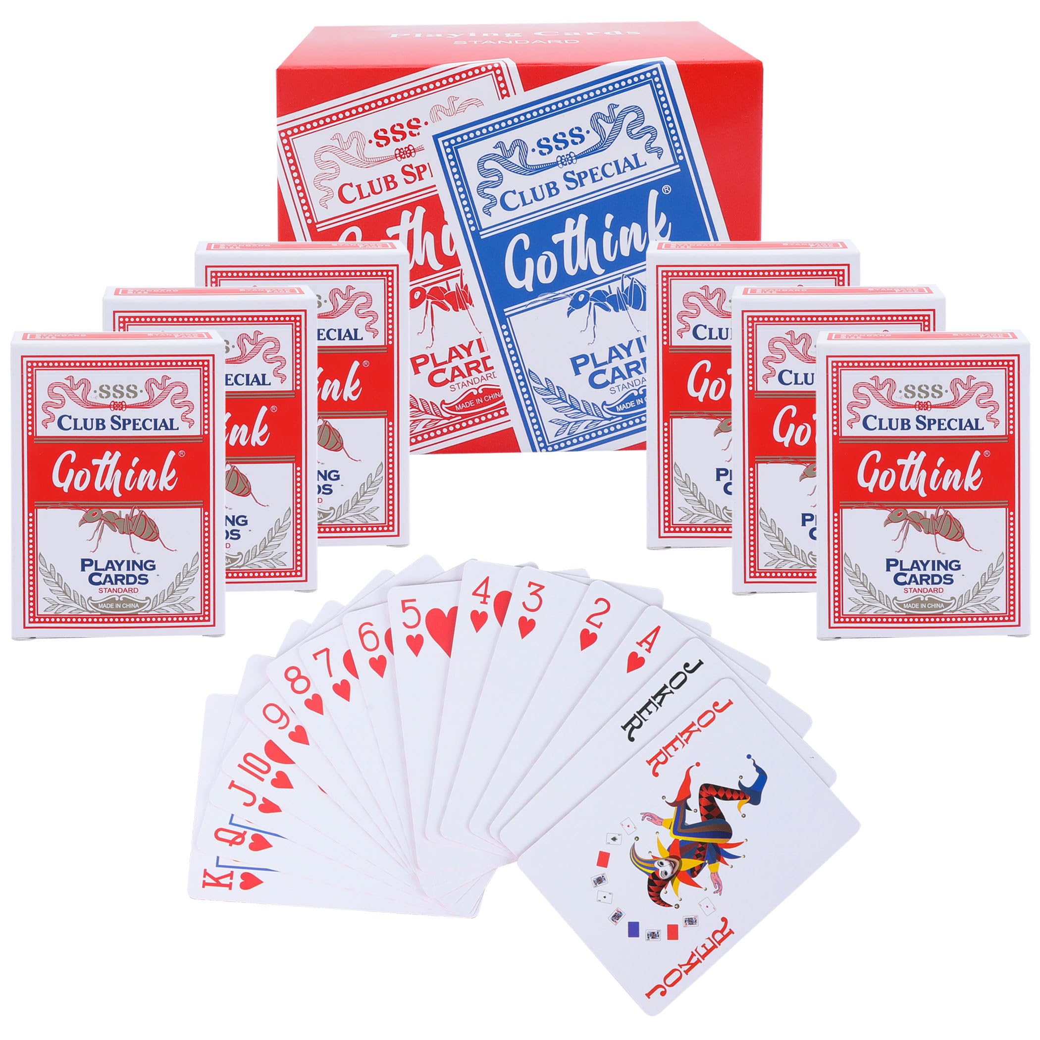GOTHINK 6 Pack Red Playing Cards - Casino Grade, Poker Size with Standard Index, Ideal for Texas Hold'em, Blackjack, Euchre & Canasta — image 1