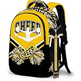 Cheerleader Backpack with Cheer Pin Strap, Backpack For Cheerleading, Cheerleader Gifts for Team Women (Black Gold)