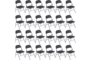 SUSICI 24 Pack Folding Chairs with Padded Cushion and Back for Outdoor Indoor Portable Stackable Commercial Folding Chair with Steel Frame for Office Wedding Party Events Chairs 330lbs Capacity Black