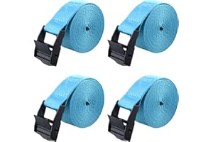 Azarxis Lashing Straps Ratchet Tie Down Secure Cinch Strap Adjustable Cam Buckles Belts Heavy Duty up to 441 lbs Capacity for Motorcycle Cargo Kayak Boat Canoe Truck Trailer (Sky Blue - 4 Pack,6.6 ft)