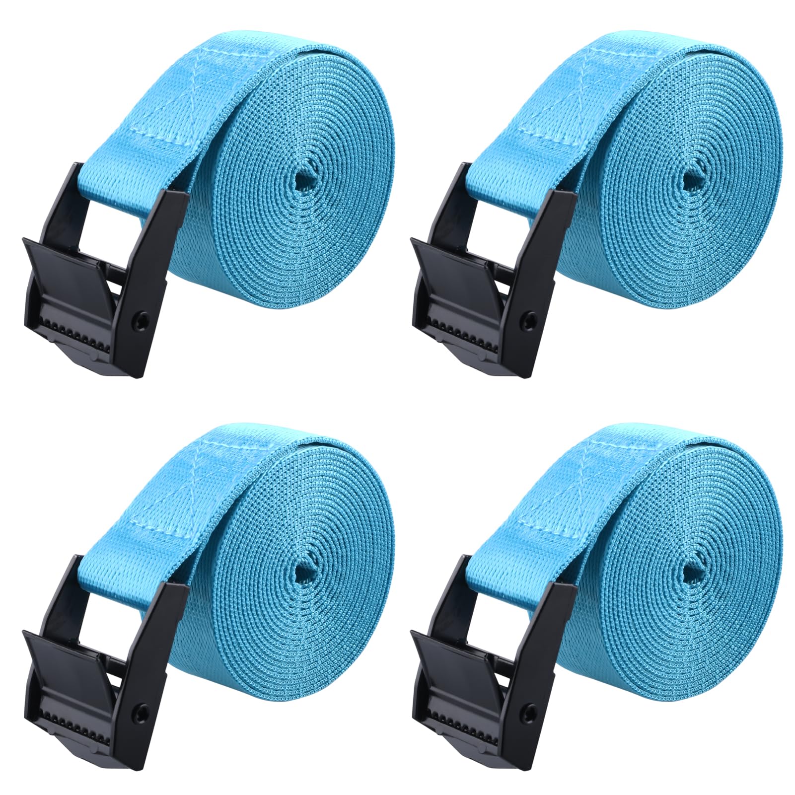 Azarxis Lashing Straps Ratchet Tie Down Secure Cinch Strap Adjustable Cam Buckles Belts Heavy Duty up to 441 lbs Capacity for Motorcycle Cargo Kayak Boat Canoe Truck Trailer (Sky Blue - 4 Pack,6.6 ft)