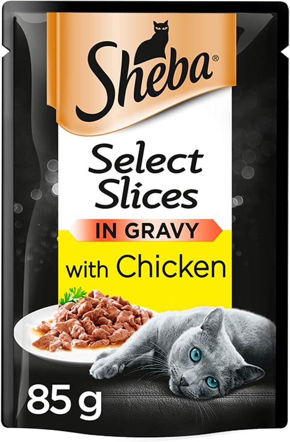 Sheba Select Slices in Gravy with Chicken, Wet Cat Food Pouches for