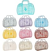 YEXEXINM 10 PCS Jelly Purse Bags, Reusable Colored Beach Tote Gift Basket, Plastic Tote Handbags for Women Girls Kids, 10 Colors