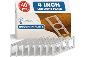 OHLECTRIC 48 Pack – New Construction Mounting Plate for 4 Inch LED Downlight – Slim Steel Rough in Plate/Bracket – Made of Galvanized Steel Recessed LED Light Plate -Slim Light Kit Bracket