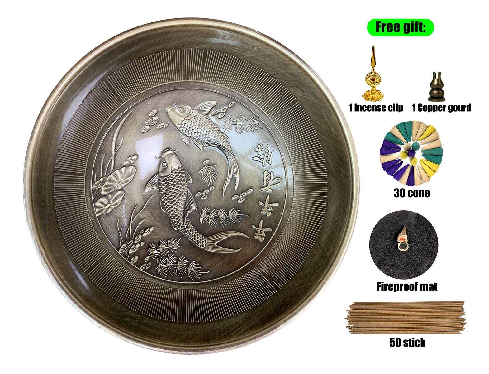 OTDCGI Copper Bowl Incense Burner Holder for Incense Cone/Stick/Coil