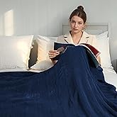 Electric Heated Blanket 84"x90" Queen Size - 4 Heat Settings & Dual Controllers, 10H Auto Shut Off, Ultra-Soft Coral Fleece Heated Blanket with Overheat Protection, Dark Blue