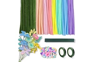 YoneJave 472 Pieces Pipe Cleaners Craft Set, Fluffy Chenille Stems for DIY Flower Making Kit, Pipe Cleaners Flower Fuzzy Stic
