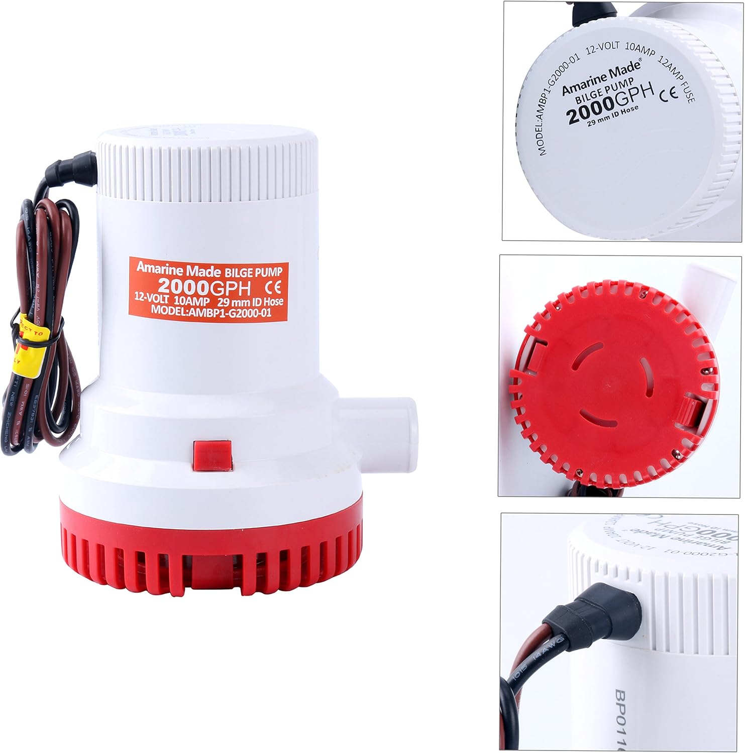 Amarinemade 2000 GPH 12v Boat Marine Plumbing Electric Bilge Pumps