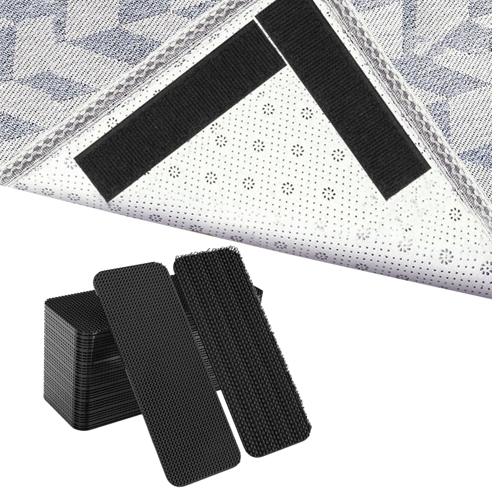 Grippers for Mats on Carpet 24pcs Carpet Grippers for Rugs on Top of Carpet Corner Rug Gripper for Laminate Hardwood Floors Furniture tair Sofa Cushion Car Boot Liners Non Slip Sticky Grips(30mmx10mm)