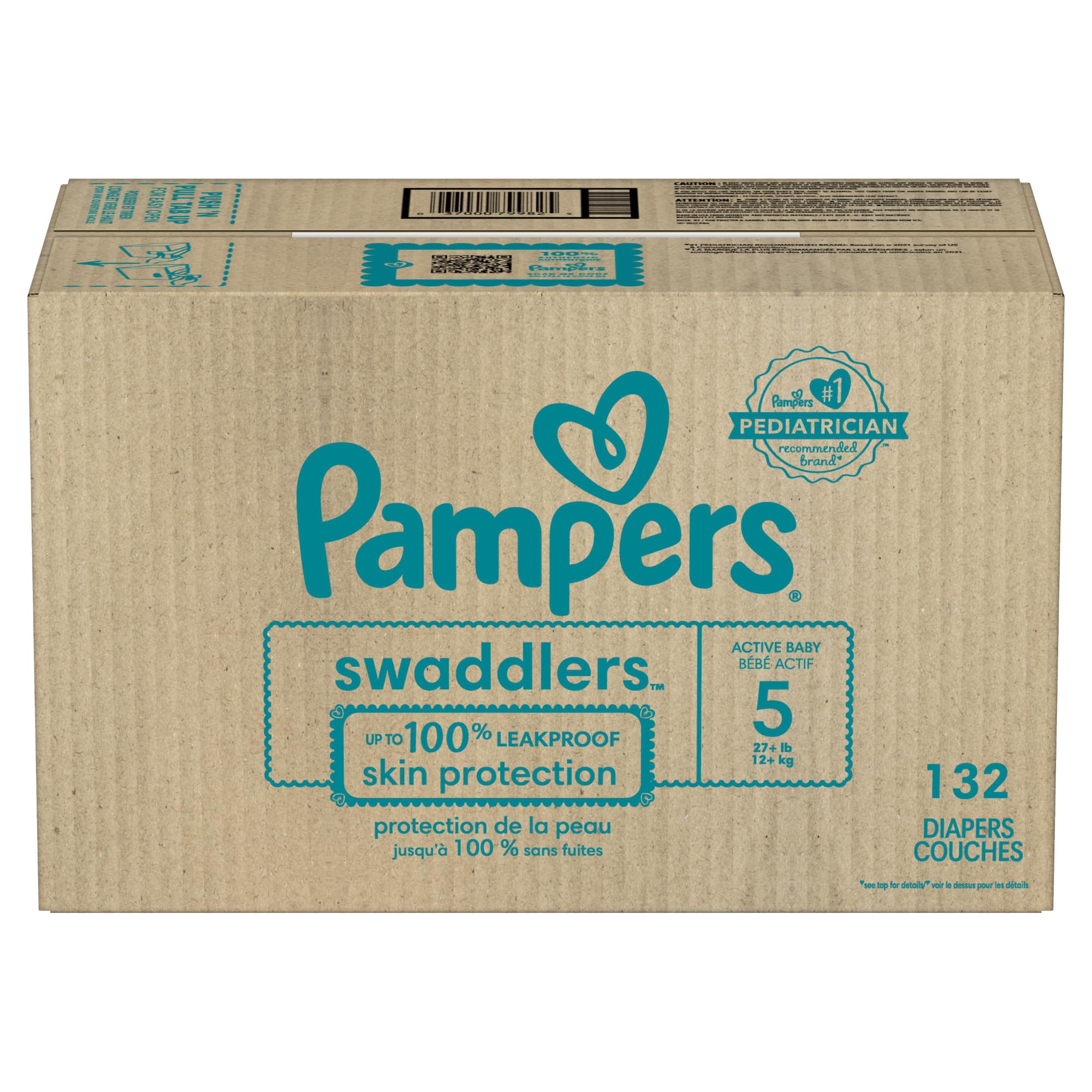 Pampers Baby Diapers - Swaddlers - Size 5, 132 Count, Ultra Absorbent Disposable Infant Diaper