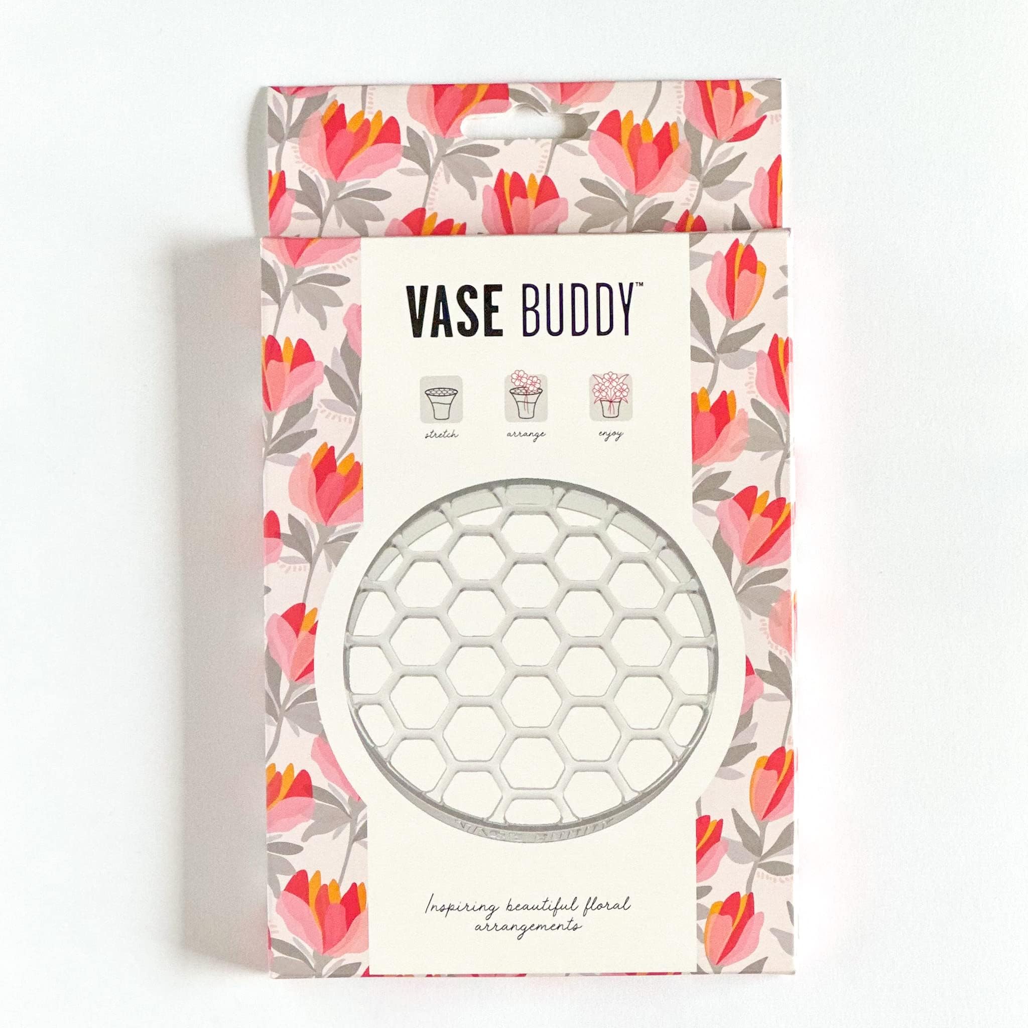 VASE BUDDY®, Reusable Silicone Flower Arranging Grid, Stretches Over the Rim of Vase, Self-Grips to Glass, for Easy Flower Arranging. Fits vase Openings from 12cm - 20cm (5" - 8").