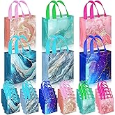 Sweetude 40 Pcs Marble Gift Party Favor Bags with Handle, Non Woven Goodie Bags Colorful Marble Party Favor for Birthday Supplies