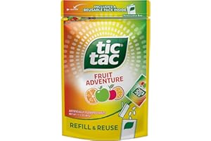 Tic Tac Bulk Fruit Adventure Refill Bag, On-the-Go Pocket-Sized Mints, Includes Empty Refillable Pack, 17.2 oz