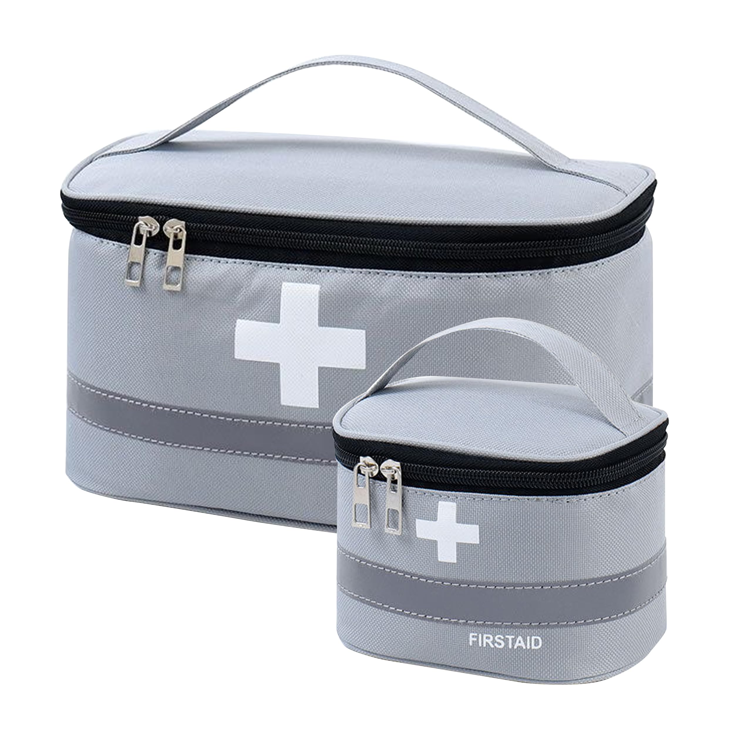 YqsIbth First Aid Bag Empty, 2 PCS First Aid Kit Bags, Small/Large First Aid Emergency Organizer Bags, Grey Medical Storage Bag, Portable First Aid Box Empty for Outdoor Camping Travel Work