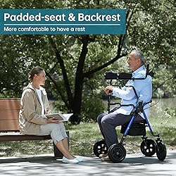 ELENKER Upright Rollator Walker, Stand Up Rolling