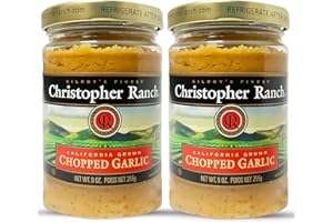 Christopher Ranch Chopped Garlic in Olive Oil | California-Grown Fresh Garlic | Ready-to-Use, Premium Quality, Gluten-Free | Vegan-Friendly | Pantry Essential | 9 Oz / 255g Jar (Pack of 2)