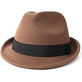 Zylioo Multi Size Felt Fedora Hat, Adjustable Short Brim Trilby Hats for Men and Women, Roll Up Dress Hat with Ribbon