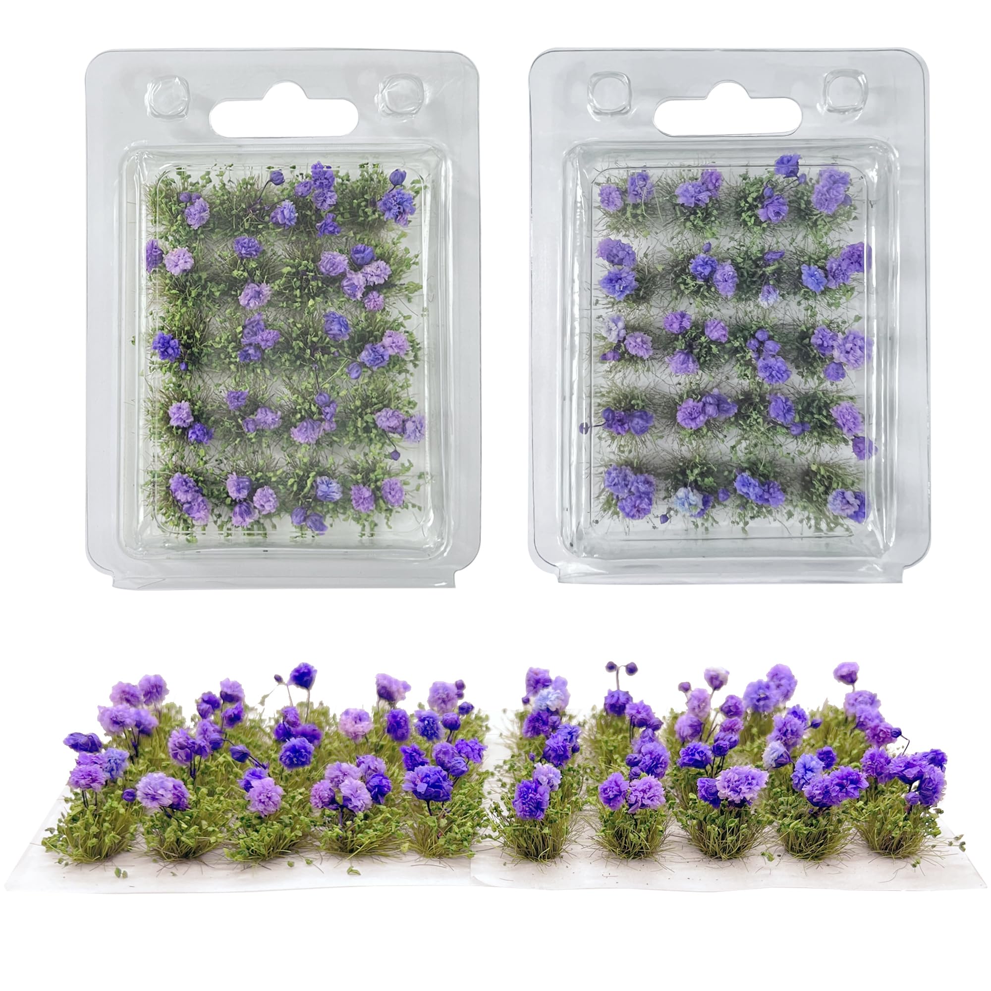 Woohome Flower Cluster Flower Vegetation Groups Grass Tufts Miniature Static Scenery for DIY Architecture Building Model Railway Train Diorama Garden Scenery Landscape Layout (Tulip, Purple) — image 1