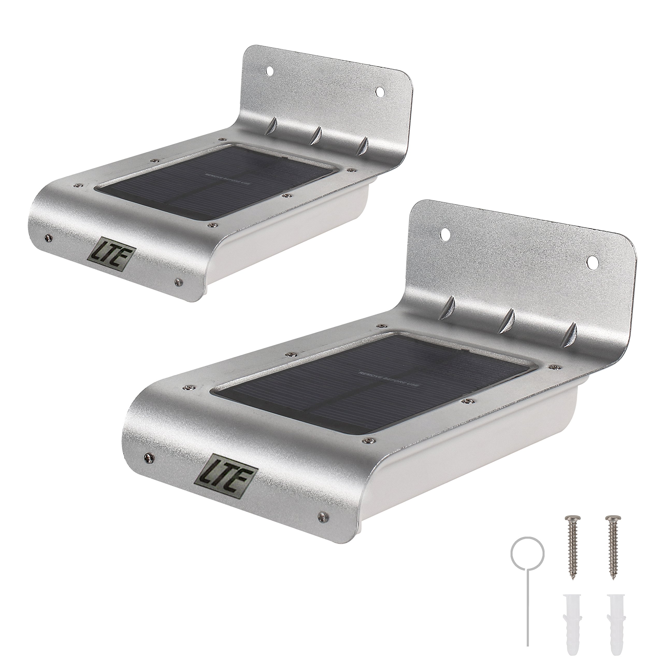 16 LED Solar Light, LTE Outdoor Wireless Solar Powered PIR Motion Sensor Security Wall Light Lamp with two Intelligent Modes for Garden, Patio and Pathway, Deck, Yard (2 PCS)