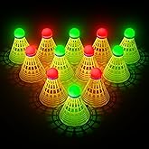 HIRALIY LED Glow Nylon Badminton Shuttlecocks, 6/12 Pack Birdies | 2 Color Impact-Resistant Light Up Badminton Birdies with Stable Glowing in The Dark, for Outdoor Backyard Family Games
